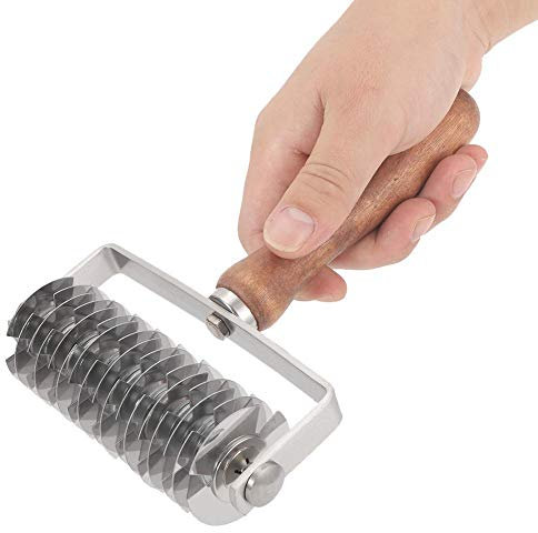 Mango Madera Hogar Acero Inoxidable Rodillo Cuchillo Masa Celosía Cortador Rodillos Cocina Cocina Herramientas Hornear