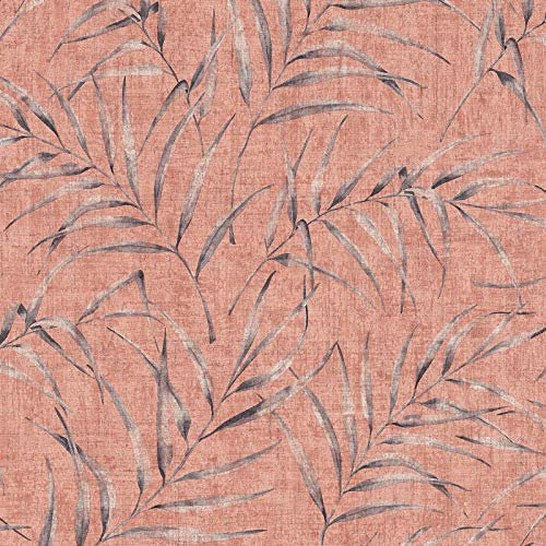 Papier peint feuille intissé & vinyle | Papier peint couleur saumon & gris 37335-4 | Papier peint moderne cuisine & salle à manger en ligne