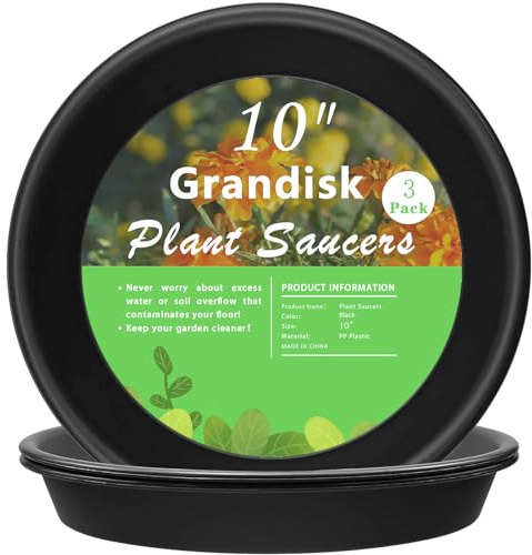 TITE Lot de 3 soucoupes pour Plantes Robustes pour intérieur et extérieur (25,4 cm, Noir)