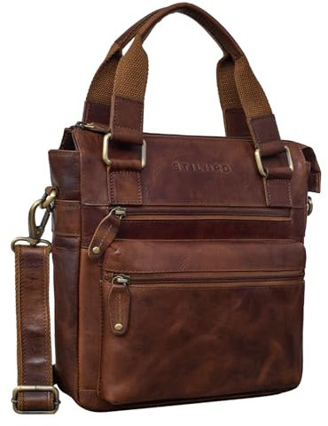 STILORD 'Lucia' Vintage Ledertasche Damen aus echtem Leder Freizeit Handtasche Crossbody Bag elegante Abendtasche für 9,7 Zoll iPad, Farbe:porto - cognac