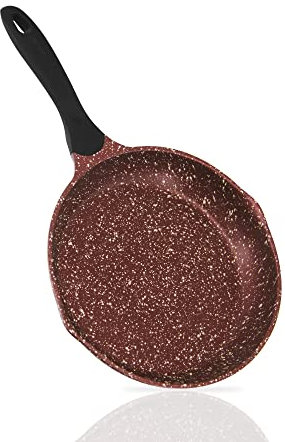 ROSSETTO Poêle à induction 24 cm en fonte d'aluminium avec 3 couches de revêtement anti-adhésif durable, compatible avec tous les types de feux, Cherry Wood