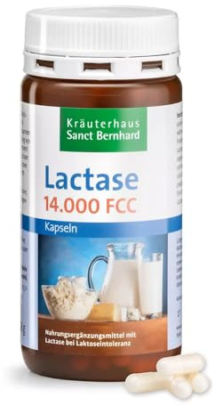 Sankt Bernhard Lactase-Enzimas FORTE, con 14.000 FCC para la intolerancia a la lactosa - 150 cápsulas