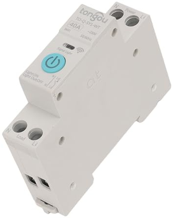 WIFI Smart Switch Disjoncteur Téléphone sans Fil Télécommande DIN35 Rail Cycle Timing Compte à Rebours Minuterie Fonction de Temps Télécommande Blanc Convient pour la Maison Intelligente(40A)