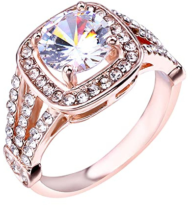 Vipomkowa Rose Gold Cocktail Ring Diamond Ring Popular Exquisite Ring Simple Fashion Jewelry Popular Accessories Women's Ring