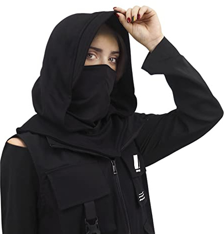 Rogue Punk Neck Warmer Hooded Cape Hat With Mask | Breathable Face & Neck Gaiter | Cowl Hood Scarf For Outdoor & Cosplay