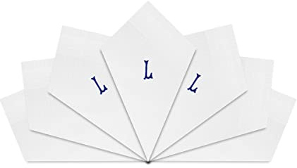 Warwick & Vance Taschentücher für Herren und Herren, Satin, mit blauen gestickten Initialen, 7 Stück, L, 40cm x 40cm