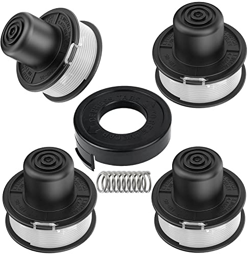 XIJIANG 4 x A6226 Bobina de Hilo, 1 x Tapa de Repuesto per Black+Decker Akku GL250/GL310/GL360 Desbrozadora