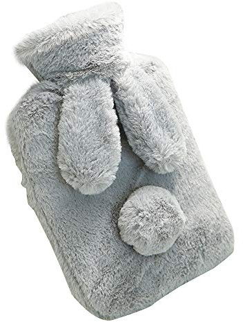 XTYPE Sac Chaud Eau Chaud Main réchauffement des ménages Bouillottes avec Couverture d'oreille de Lapin (Color : Dark Gray)
