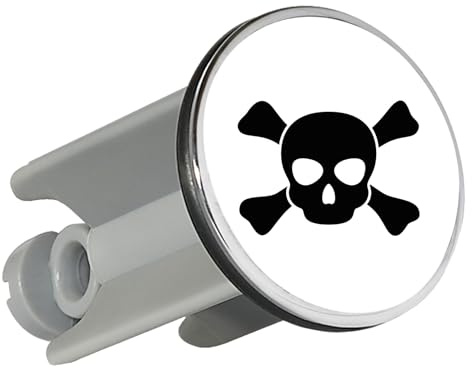 Huuraa Waschbeckenstöpsel Pirat Totenschädel Geschenk | Universal Stopfen 4cm höhenverstellbar Abflussstopfen Geschenkidee Stöpsel mit Motiv für das Waschbecken