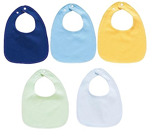 AUPOWER Baby Bib, 5 Stück Sabberlätzchen, Einstellbar, Super Saugfähig, Bio-Baumwolle, Wasserdicht, Blau, Unisex, Babys & Eltern