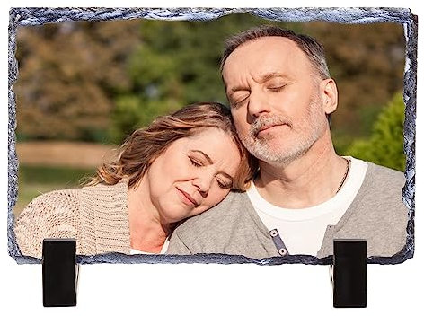Schieferplatte mit Foto Bedrucken Lassen - Schiefertafel personalisiert - Personalisiert Fotodruck Schiefer mit Ständer - Schieferplatte mit Deinem Foto und Staffelei zum Aufstellen - Fotogeschenk Sel