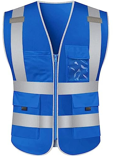 ZUMAHA Warnweste, Warnweste, hohe Sichtbarkeit, Konstruktionsweste für Männer und Frauen, mit Sichtweste, mehrere Taschen