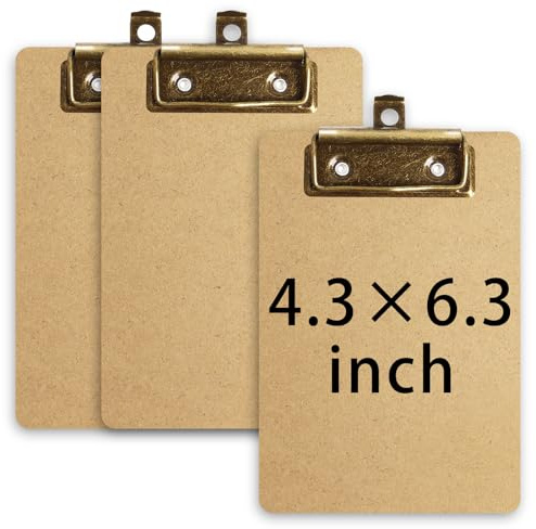 Anjmd Mini-Klemmbretter, 3 Stück, 10,9 x 16 cm, Memo-Größe, Klemmbretter aus Holz, A6, kleine Klemmbretter für Zuhause, Büro, Reisen