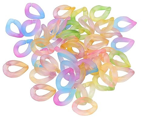 50 Stück Kettenglieder-Dekoration, Offene Schnalle, Ketten, Kettenschnalle, Bunte Ornamente, Acryl, DIY-Schmuckherstellungsketten (Transparent zweifarbig)