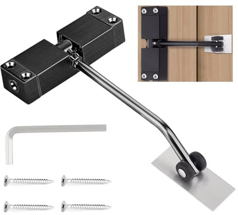 Automatische Türschließer, Einstellbar Türschließer Innentür, Stangentürschließer Automatik, Justierbare Türfeder mit Rollen für Zuhause, Büro, Schlafzimmer