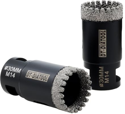 DT-DIATOOL Diamond Core Drill Bit 30mm - 2-Pack Diamond Hole Saw for Porcelain Tile Ceramic Tile Marble Granite M14 Thread