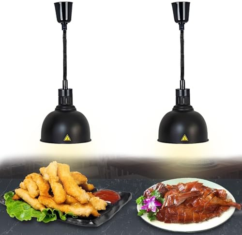 VFDZ Lampara de Calor Alimentos Cocina, Restaurant, Altura Ajustable | 19 cm/25 cm Lampara Calor Cocina, Suspension Lampara Calienta Platos Extensible, Lampara Calentador Comida Alimentos Buffets