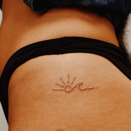 Inkster Tattoo Sonne mit Welle Tattoo | NEU: Verbesserte Qualität | Hautfreundlich & EU Kosmetikzertifiziert | hochwertige Temporäre Tattoos aus pflanzlichen Inhaltsstoffen | wasserfest