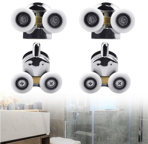 PERFETSELL 2PCS Rouleaux de Porte de Douche, 25 MM de Diamètre pour la Maison Roulettes de Rechange pour Porte de Douche Coulissante Rouleau de Porte de Douche, Roulettes Doubles pour Porte de Douche