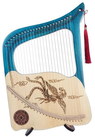 Anfänger harfe 24 Saiten Leicht Zu Erlernendes Kleines Harfeninstrument Mini-Leier Musik Professionelles Nischen-Musikinstrumentenzubehör(Blue)