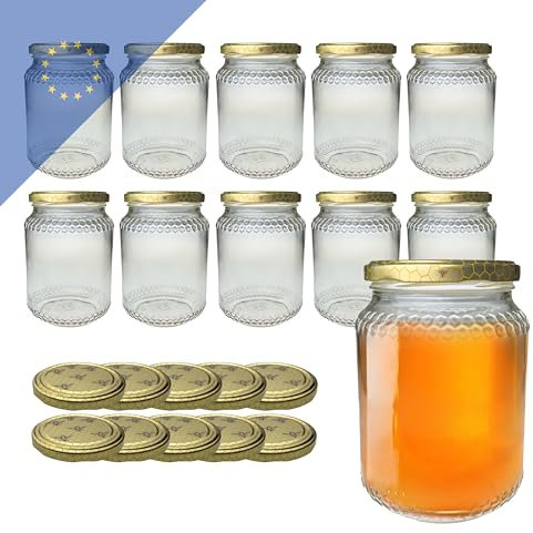 Verpackungsstadl Bocaux à miel 1 kg, 780 ml, TO 82 (11 pièces) - Parfait pour le stockage et la présentation, bocaux hermétiques, lavables