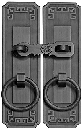 Türgriff zum Ziehen, Drücken, für Dusche, Küche, Türgriffe, 5, 6, 7, 10, 13 Zoll lang, Türklopfer, 2er-Set mit Schloss, Klassische Retro-Torgriffe für Holztüren/Scheunentore/Schränke/Hinterh