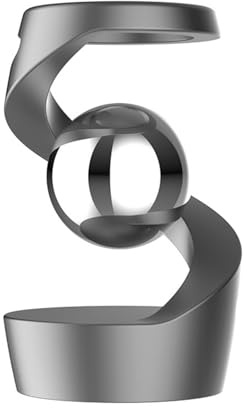 Gravity Defying Kinetic Desk Toy - Suspended Gyroscope, Rotating Metal Ball, Stress Relief Optical Illusion Home/Office Exec Gadget Gift