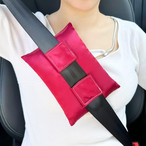 HapiPoppy Port Pillows Chemo Port Pillow for Seatbelt Pacemaker Chest Protector Chemo Patients Cancer Open-Heart Incision Recovery Post Surgery Support Cushion Gifts, Silky Satin Burgundy