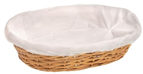 HERSIG - Cesta Ovalada de Mimbre Mimbre | Cesto Ovalado Decorativo con Forro - 60x40x10cm