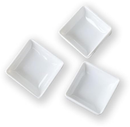 Ginddy Small Bowls for Dips,10 Pcs Square Melamine Tapas Bowls Soy Sauce Dish Dip Dipping Bowls White for Snacks Sauce Condiments Side Dishes Dinner Baking Soy Sauce Vinegar Condiments