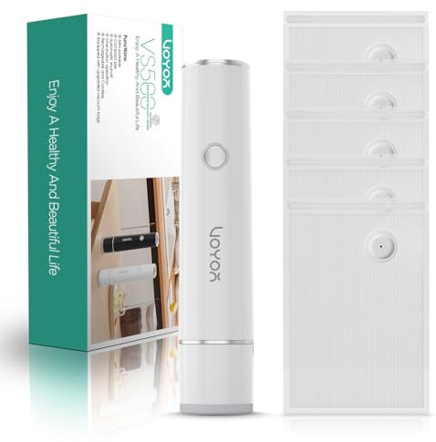 VOYOR Macchina Sottovuoto Alimenti Portatile Utilizzato per la Conservazione Degli Alimenti Palmare Macchina Sottovuoto con 5 Sacchetti Sottovuoto Potenziati Pompa Sottovuoto Alimenti VS500 (Bianco)