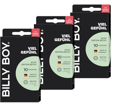 BILLY BOY Kondome Viel Gefühl 10er | 56 mm | Gefühlsechte Kondome mit angenehmem Duft | 3er Pack (3 x 10 Stück)