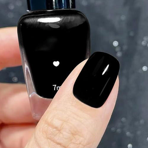 Quick Dry Black Nail Varnish - Long Lasting Gel Polish for DIY Salon Manicure at Home - No Curing Required