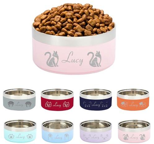 Bol pour Animaux Personnalisé, Coutume Gamelle Personnalisée pour Chien | Bol pour Animaux, Nom Gravé Laser, Acier Inoxydable, Chien Chat, Cadeaux pour Animaux de Compagnie, Peut Eau & Nourriture