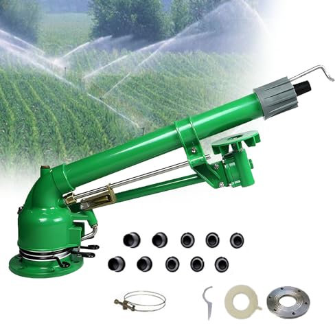 Arroseur à Impact, Machine d'Irrigation, Arroseur Rotatif Automatisé 2 Canon à Eau Agricole, Pulvérisation 360° pour Grandes Surfaces, Terres Agricoles, Ferme, Dépoussiérage Industriel
