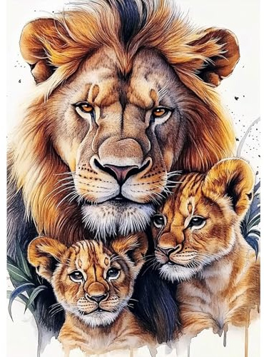 MXJSUA DIY 5D Diamond Painting Kits for Adults, Lion Diamond Art Painting Full Drill Crystal Rhinestone Embroidery Craft Kits for Home Wall Decor Gifts, 30x40cm