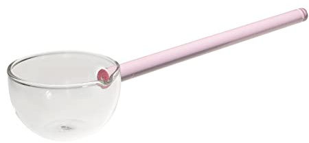 FONDOTIN Long Handle Glass Spoon for Ice Cream Drinks Transparent Kitchen Utensil Comfortable to Clean for Serving and Mixing Desserts