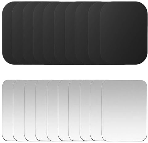 xinxinlovee 20 Stück Metallplättchen Selbstklebend Set, 40mm Metallplatte | für Magnete Dünn Metallscheiben, Schwarz und Silber Metall Platte Kompatibel mit Magnet kfz Handyhalter (Rechteckig)