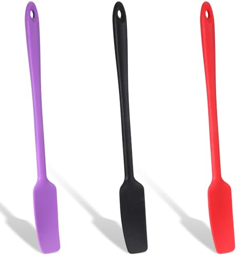 Larrel 3 Stück Silikon Glasspatel, Langem Griff Silikon Spatel Schmaler Silikonspatel Marmeladenverteiler Hitzebeständiger Wiederverwendbar Küchenschaber zum Abschaben Saucen Kochen Backen Rühren