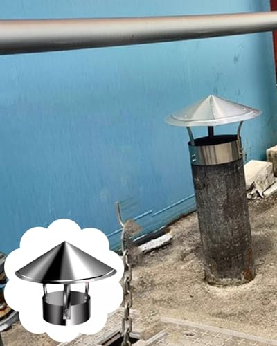 Comignolo Canna Fumaria Guardia per Cappa Camino in Acciaio Inossidabile Rotonda, Coperchio Pioggia per a Cima Conica Regolabile per Stufa a Legna Anti-Ritorno di Fiamma(14cm(5.5))