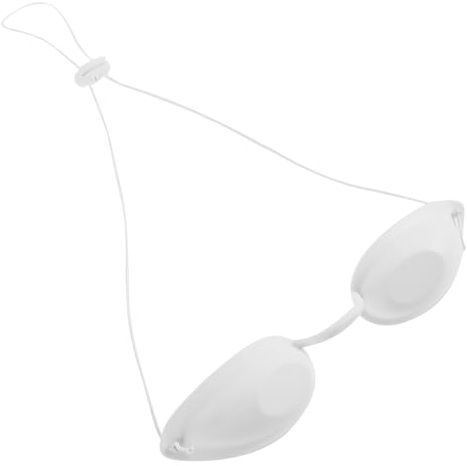 CONGARTENO Lunettes de Protection Oculaire Blanches Réglables pour Usage Quotidien, Petit Cache-œil Léger et Réutilisable, Accessoires de Beauté pour Soins Esthétiques et Blocage Total