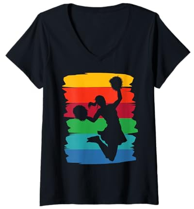 Damen Cheerleaderin Mädchen jubeln Mama Liebe Cheerleading T-Shirt mit V-Ausschnitt