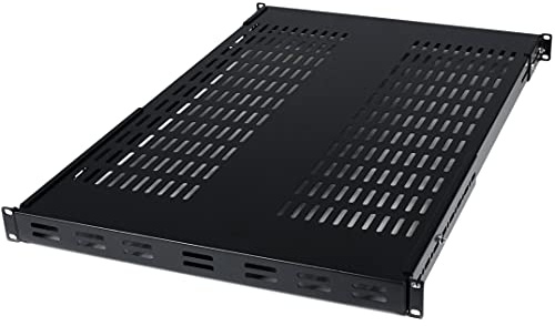 StarTech.com 1U Adjustable Vented Server Rack Mount Shelf - 175lbs - 19.5 to 38in Adjustable Mounting Depth Universal Tray for 19 AV/ Network Equipment Rack - 27.5in Deep , TAA (ADJSHELF)