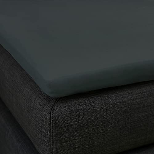Bella Gracia La Piccola hochwertiges Jersey-Spannbettlaken Topper: weich | FORMESSE Farbe Anthrazit; 180x190-200cm, bis 12cm; 97% Baumwoll-Kompaktgarn, 3% Elastan; pillingarm, faltenfrei, 60°C