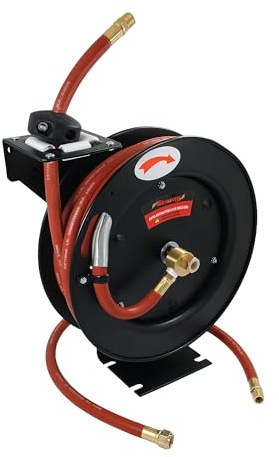 Neilsen CT0982 Auto-Retractable Air Hose Reel – 3/8in x 50ft, Heavy-Duty Wall Mount, Swivel Bracket, Ideal for Workshop, Garage, and Pneumatic Tools, Durable Hose for Air Compressors and Power Tools