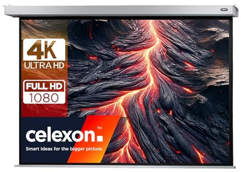 celexon Pro Plus Écran de Projection motorisé 80 | 160x120 cm 4:3 | Écran motorisé 4K, Full-HD pour Votre vidéoprojecteur Home Cinéma | pour Montage au Plafond/au Mur | avec télécommande