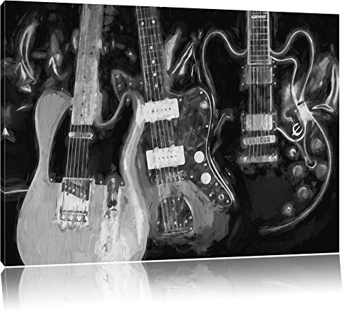 Pixxprint Dark tolle E-Gitarren, Größe: 100x70cm, Leinwandbild, fertig gespannt, Wandbild, Dekoration, Kunstdruck, kein Poster