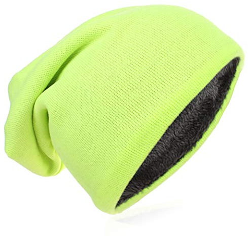 Barn jersey slouch beanie lång varm stickad mössa unisex enfärgad vinter trend, Grön, 49-51