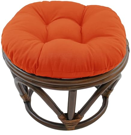 Blazing Needles Solid Twill Round Footstool Cushion, 18, Tangerine Dream