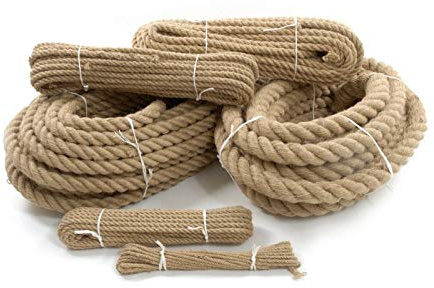 Natural Jute Rope Twisted Braided Decking Garden Boating Sash 6mm - 40mm (36mm, 1m)
